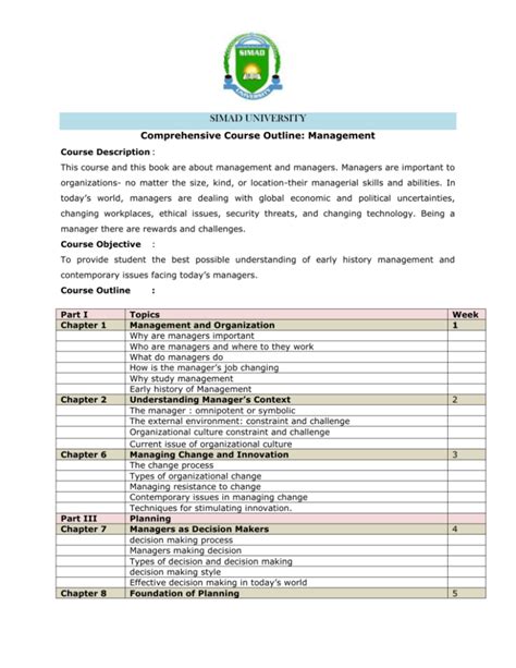 Image result for Business Management Course Outline