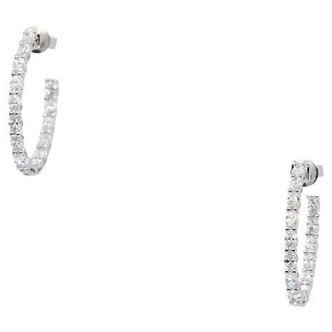 14k White Gold Diamond Hoops 2.59ctw For Sale at 1stDibs