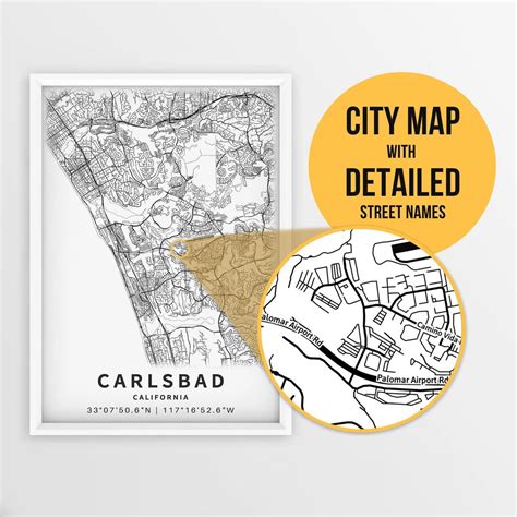 Printable Map of Carlsbad, California, USA With Street Names - Instant ...