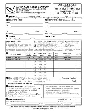 Silver Ring Splint Company Order Form - Fill and Sign Printable ...