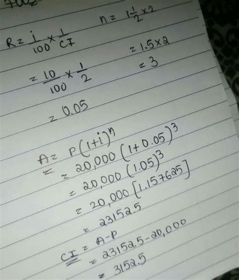 Find the amount and compound interest on rupees 20000 for 1 1/2year at ...