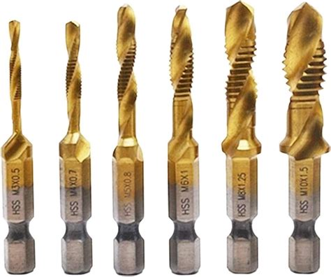 ASDTODW 6 Packs Combination Drill & Taps Bit Set, Screw Tapping in 6 ...