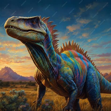 Colorful realistic dinosaur illustration | Premium AI-generated image