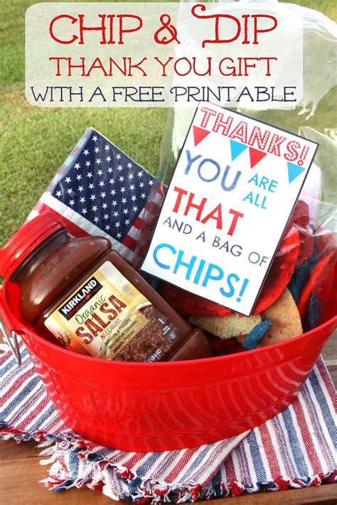 Chip and Dip Thank You Basket & Printable Card and Mango Ice for Summer ...
