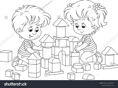 Children Playing Outline