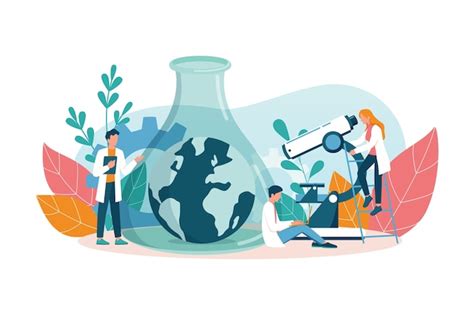 Ökologe kümmert sich um Erd- und Naturkonzept | Premium Vektor