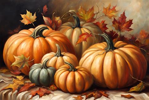 Pumpkins And Autumn Leaves Free Stock Photo - Public Domain Pictures