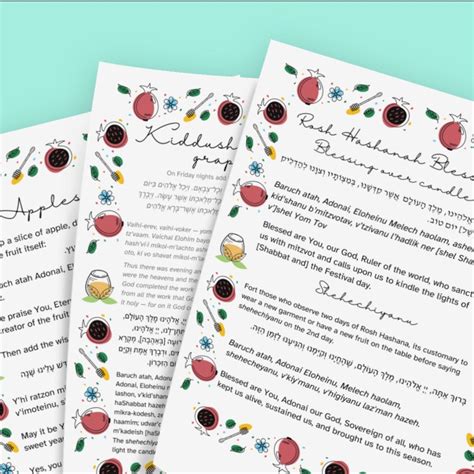 Printable Rosh Hashanah Dinner Prayers | Rosh Hashanah Blessings | Rosh ...