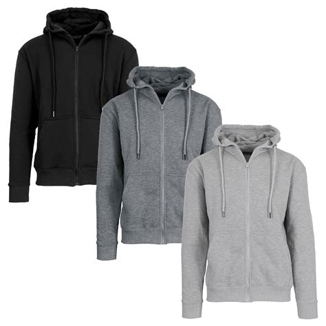 3-Pack Men’s Fleece-Lined Full-Zip Hoodie (S-2XL) - Walmart.com