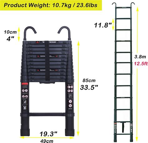 Bowoshen 12.5ft Telescoping Ladder Black Aluminum Heavy Duty India | Ubuy