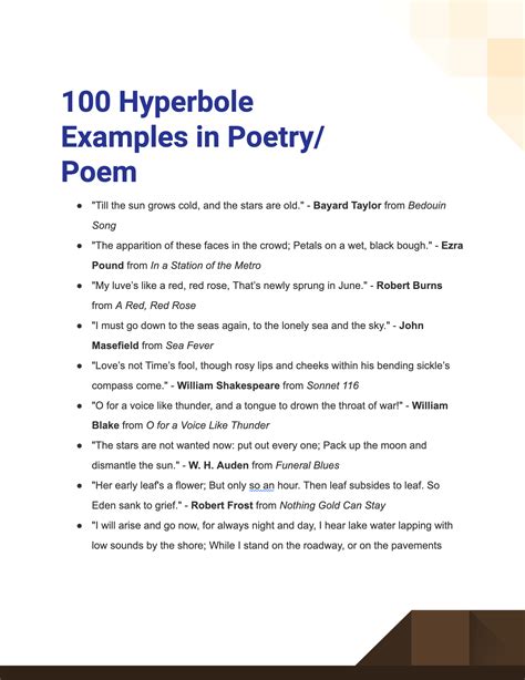Hyperbole in Poetry - 99+ Examples, How to Write, PDF, Tips ...