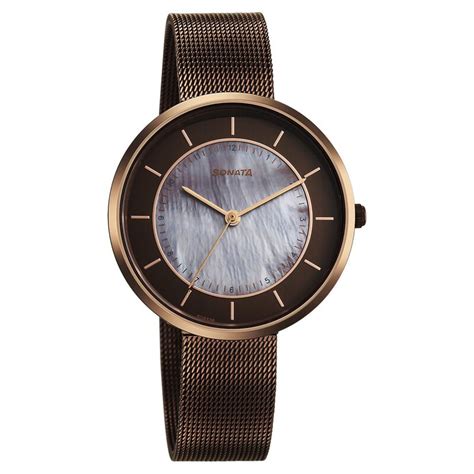 Buy Online Sonata Modern Edit Quartz Analog Brown Dial Stainless Steel ...