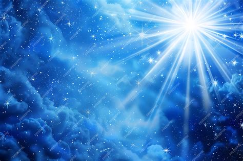Premium Photo | Blue background with star and rays