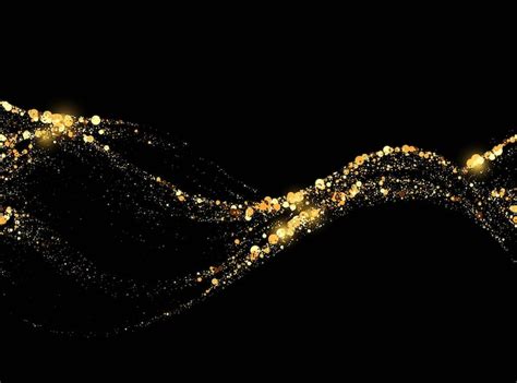 Sparkling stardust golden shiny magic vector waves with golden ...