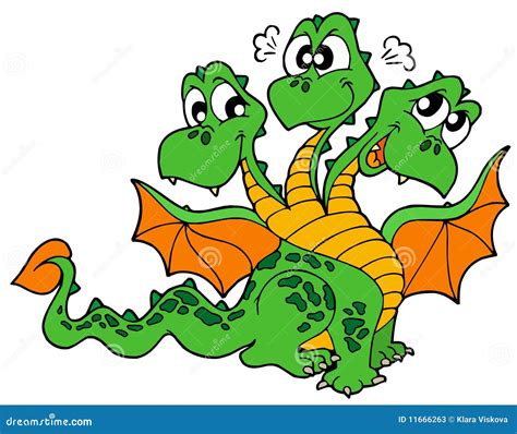 Cute three headed dragon stock vector. Illustration of dragons - 11666263