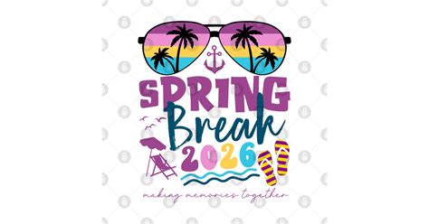 Spring Break 2026 - Retro Sunset Beach Palm Tree Sunglasses - Spring ...