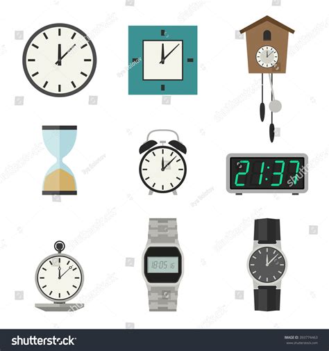 Different Types Clocks Watches Raster Version Stock Illustration ...