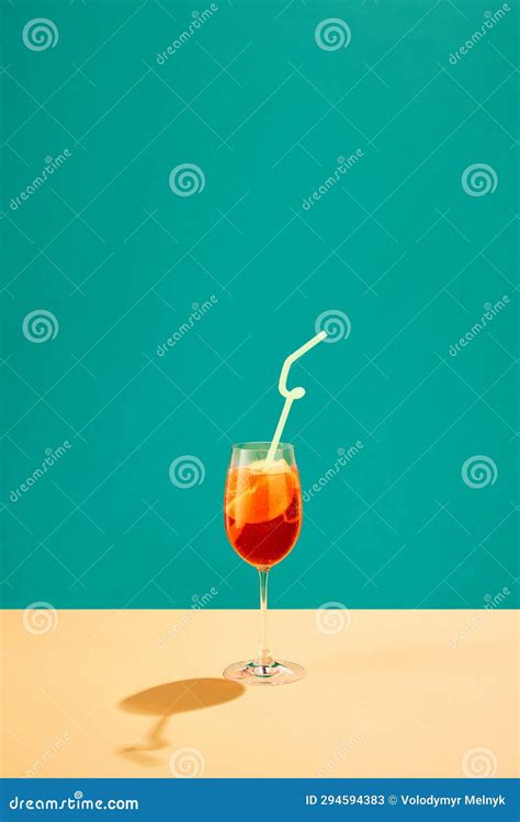 Delicious and Popular Cocktail, Aperol Spritz Over Green Background. Summer Party. Traditional ...