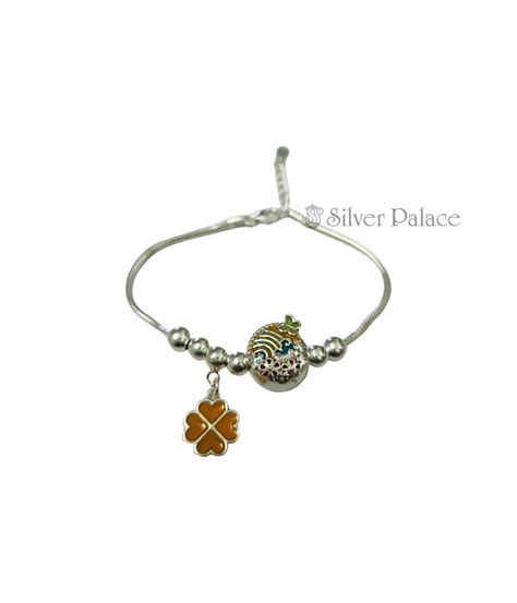 Sterling Silver Cubic Enamel Coated Yellow Flower Bead Bracelet ...