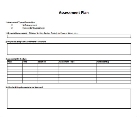 Image result for Assessment Plan Examples