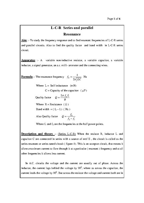 L c r circuit series and parallel 1 - L-C-R Series and parallel ...