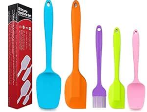 Buy FS COOL Set of 5 Non-Stick Silicone Spatulas with Stainless Steel ...