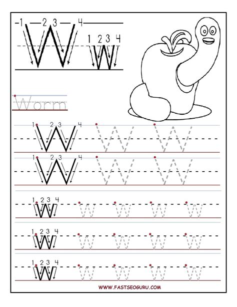 Free Printable Letter W Tracing Worksheets - Dot to Dot Name Tracing ...