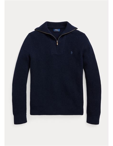 Polo Ralph Lauren Waffle Wool-cotton Quarter-zip Sweater | David Jones