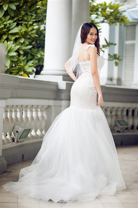 SAMPLE SALE / Lace Trumpet Wedding Gown with Beaded Straps (#PB067) | Dream Dresses by P.M.N.