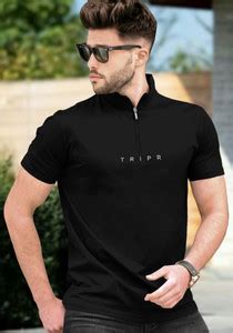 TRIPR Solid Men Henley Neck Black T-Shirt - Buy TRIPR Solid Men Henley ...