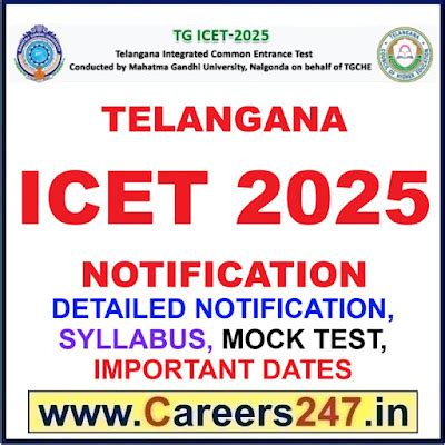 Telangana ICET 2025 Notification, Detailed Notification, Instruction ...