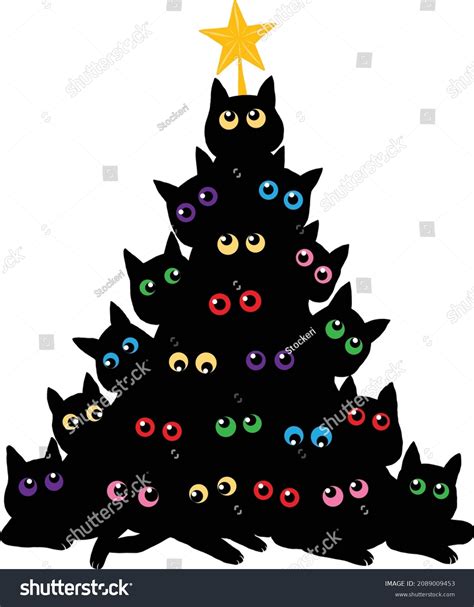 Black Cats Christmas Tree Silhouette Vector Stock Vector (Royalty Free ...