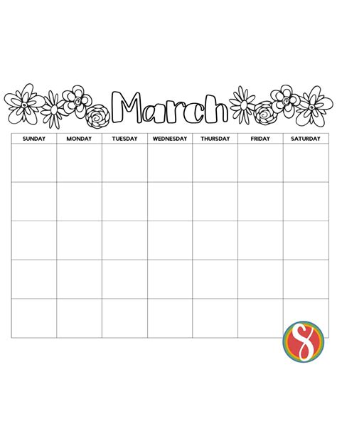 March Calendar Coloring Pages