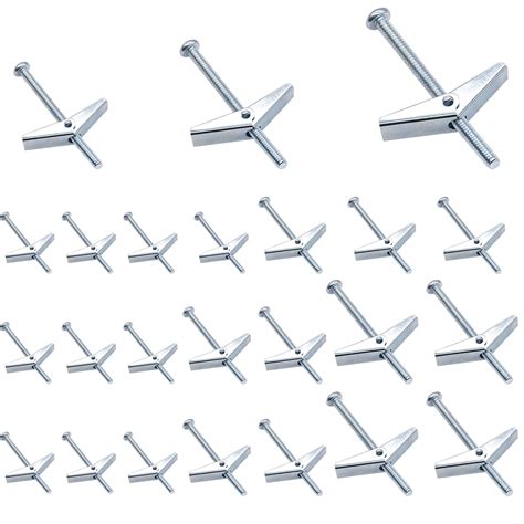 Hmknana 24PCS Toggle Bolt and Wing Nut Kit Round Head Zinc Plated Steel ...