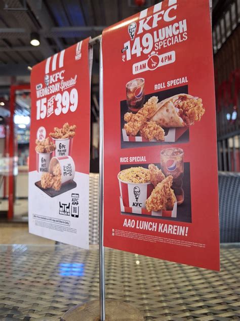 Menu at KFC, Ratnagiri