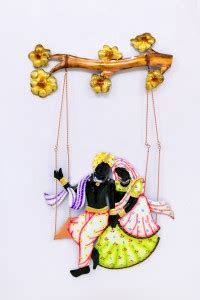 Navika Craft Iron Handicraft Radha Krishna Riding on Swing Multicolor ...