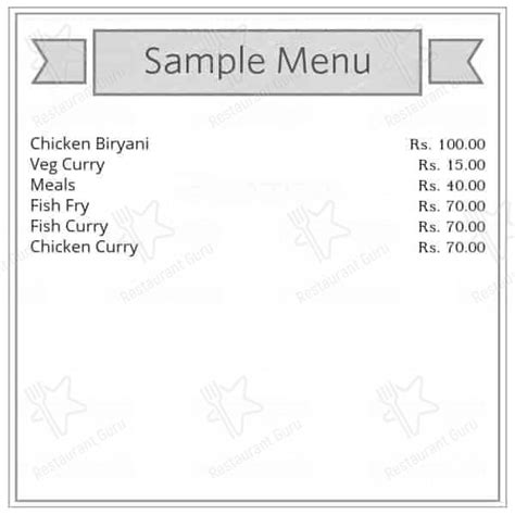 Menu at Isha Foods, Hyderabad