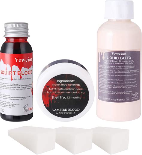 Amazon.com : Yeweian Liquid Latex SFX Makeup Kit, 2.1Oz Latex Liquid ...