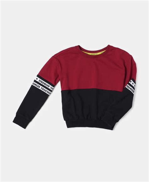 Buy Girl's Super Combed Cotton French Terry Sweatshirt with Contrast ...