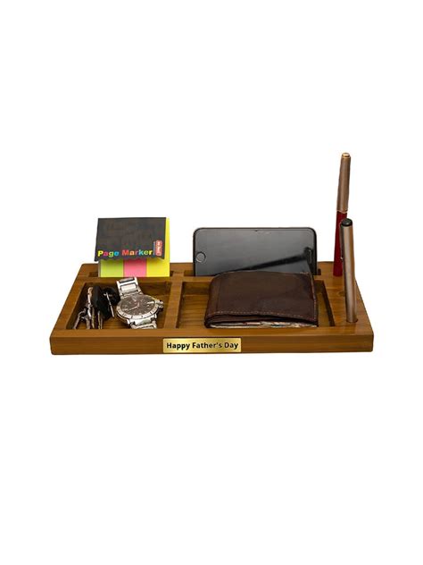 Buy | Brown Wooden Gift Set Multipurpose Table Organizer | Tied Ribbons