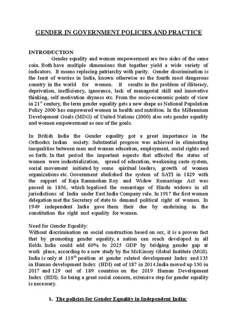 0 gender in policies and practice - GENDER IN GOVERNMENT POLICIES AND ...