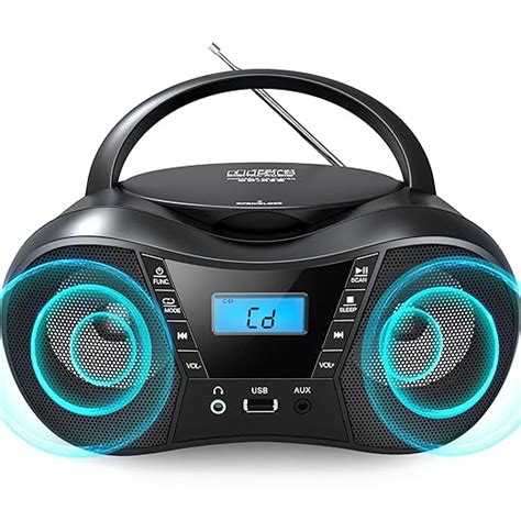 Sunoony Portable CD Player Boombox with FM Radio,Bluetooth 5.1,Clear ...