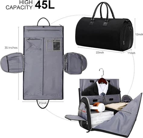 Black Fabric Duffle Bag with Shoe Compartment