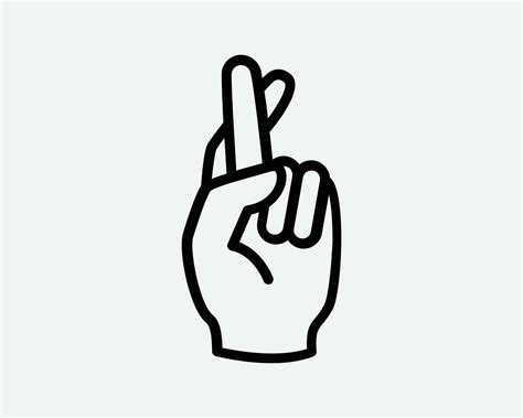 Fingers Crossed Line Icon Hand Gesture Luck Promise Hope Finger Cross ...