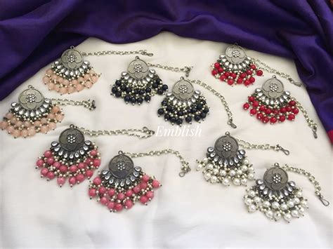 High quality black metal polish colour beads bunch Chandbali