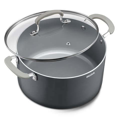 8 Quart Pot with Lid, BEZIA Ceramic Nonstick Stock Pot with Lid ...