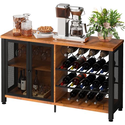 VEVOR Wine Bar Cabinet with Removable Wine Rack, Wine Table for Liquor ...