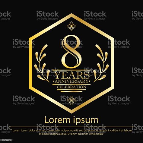 Anniversary Celebration Emblem 8th Years Anniversary Logo With Hexagon ...