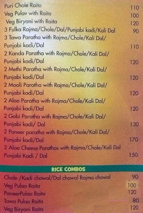 Menu at Guru Da Dhaba, Mumbai, 4V76+PG5