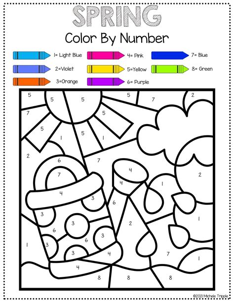 6 Spring Color by Number| Printable Spring Color by Number Pages ...